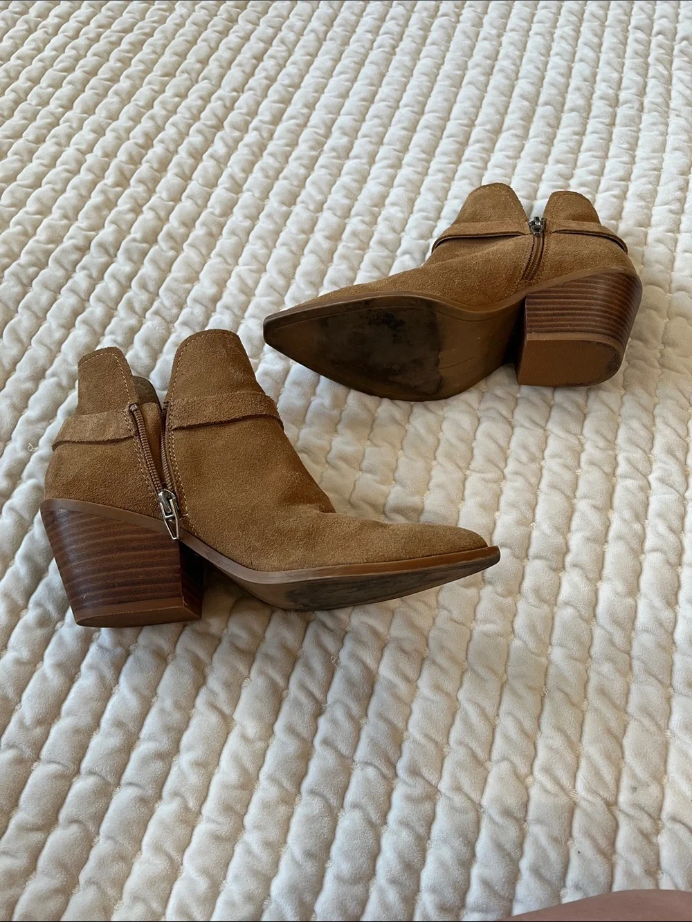 Dolce Vita Tan Suede Western Ankle Booties
